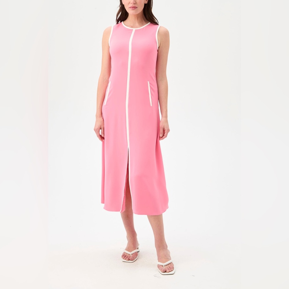 NWT Trina Turk Magnifique Sleeveless Dress in Eden Roc Rose Pink White XL Resort